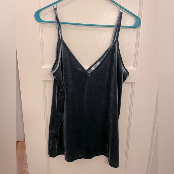 Old Navy - Green / Teal Velvet V Neck Tank Top - Size S - Picture 1 of 5